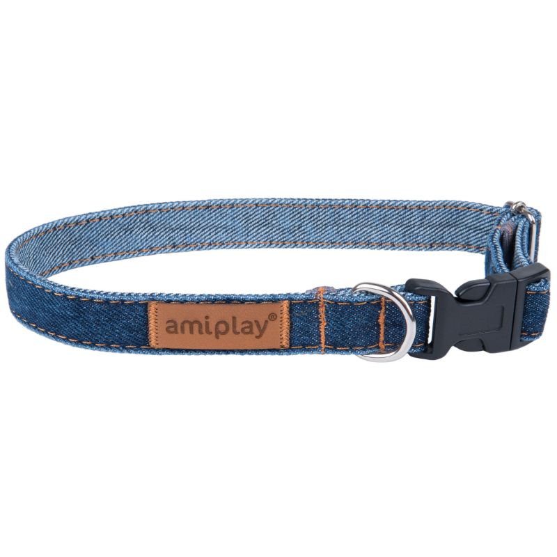 Kakla siksna reg.denim l 35-50x2cm t zil