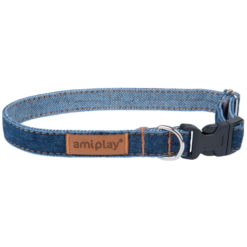 Antkaklis šunims Amiplay Denim, tamsiai mėlyna sp., 350 - 500 mm x 20 mm, 35-50
