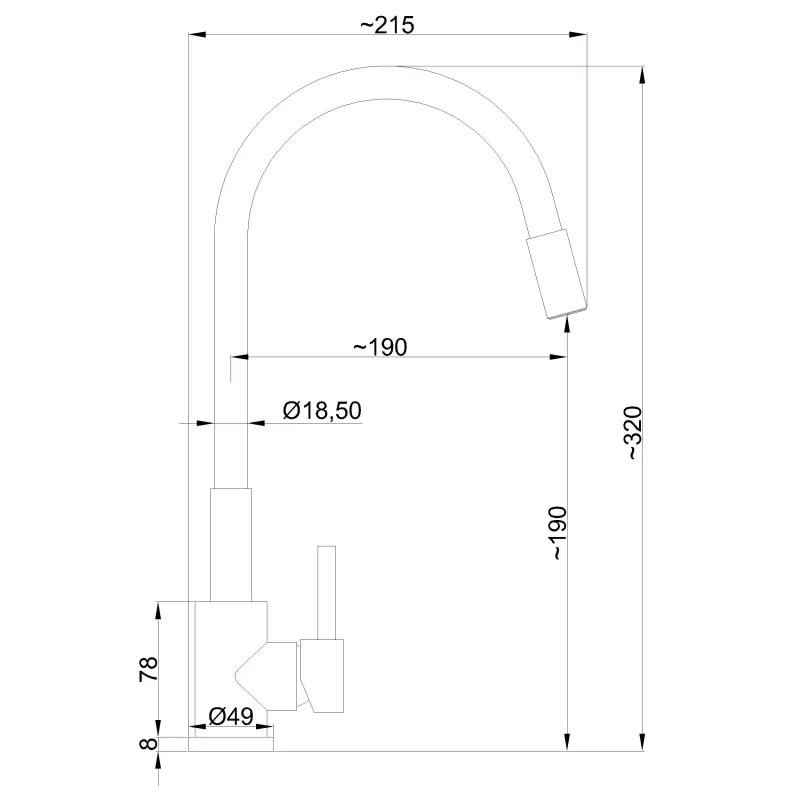 Virtuves jaucējkrāns Invena Prata, melna