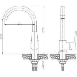 Maisītājs virtuves white chrome invena