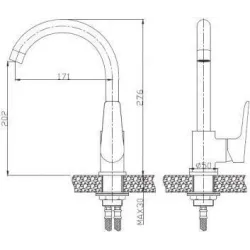 Кухонный смеситель Invena Dokos, белый цв.