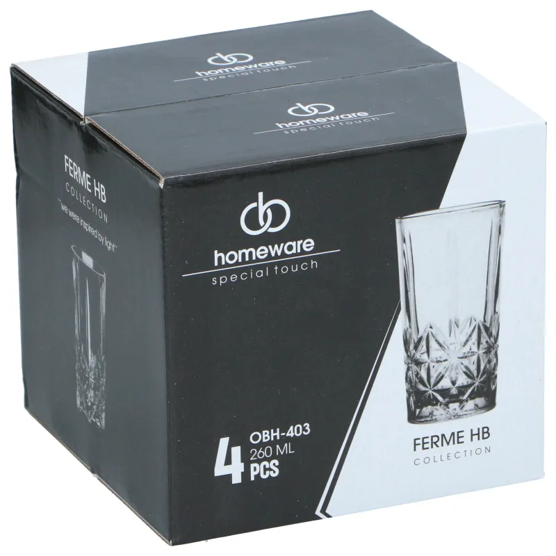 Glāžu komplekts, stikls, 0.26 l, 4 gab.