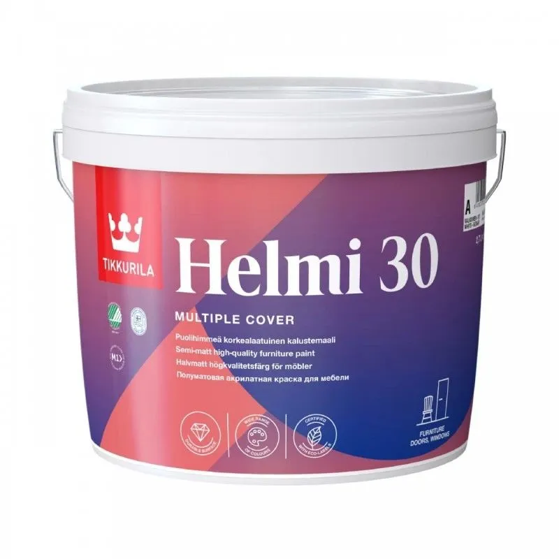 Krāsa, logi-durvis-mēbeles Tikkurila, pus-matēts, 0.9 l, helmi 30