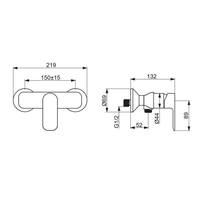 Dušas maisītājs standarta svira oras linea