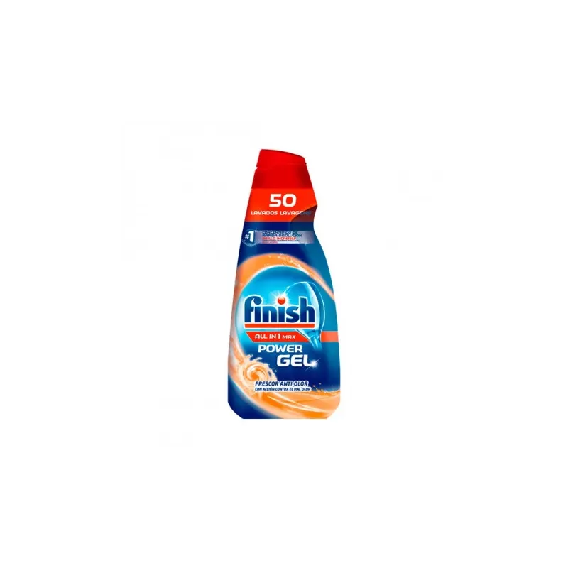 FINISH Allin1 Max Power Anti-odor mazgāšanas gēls trauku mašīnām ,50x, 1L