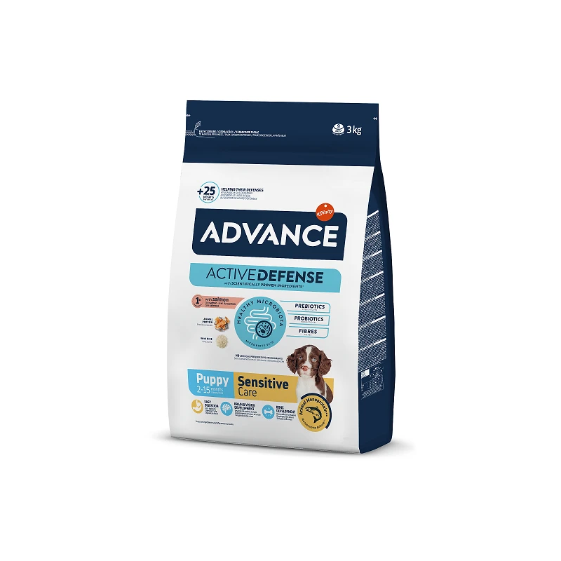 Advance dog puppy sensitive 3,0kg - jutīgiem kucēniem ,lasis un rīsi,