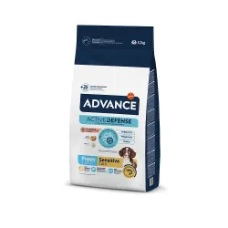 Advance dog puppy sensitive 12,0kg - jutīgiem kucēniem ,lasis un rīsi,