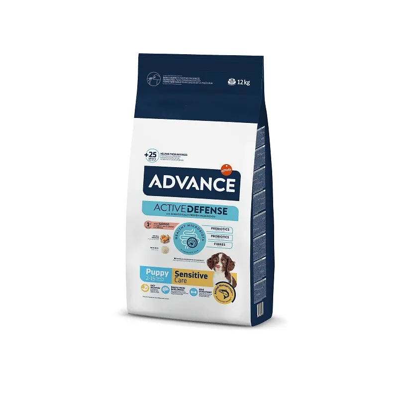 Advance dog puppy sensitive 12,0kg - jutīgiem kucēniem ,lasis un rīsi,
