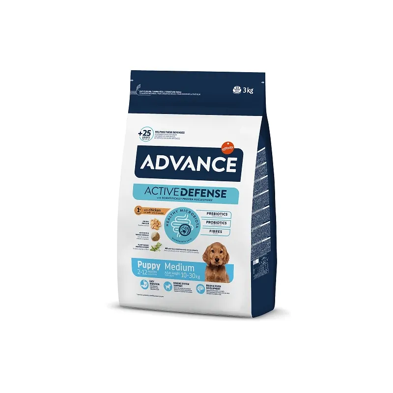 Advance dog puppy medium 3,0kg - vidējo šķirņu kucēniem ,vista ar risiem,