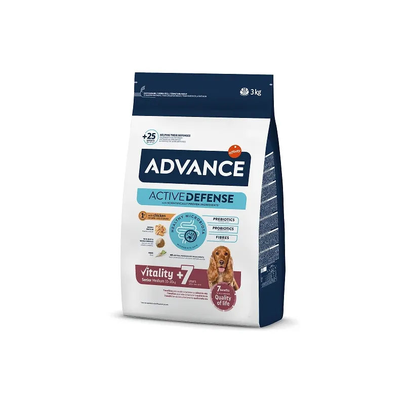 Advance dog medium senior 3.0kg - vidējo šķirņu vecaķiem suņiem ,vista ar risiem,
