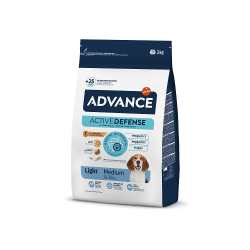 Advance dog medium light 3,0kg - vidējo šķirņu suņiem ar lieko svaru ,vista ar risiem,