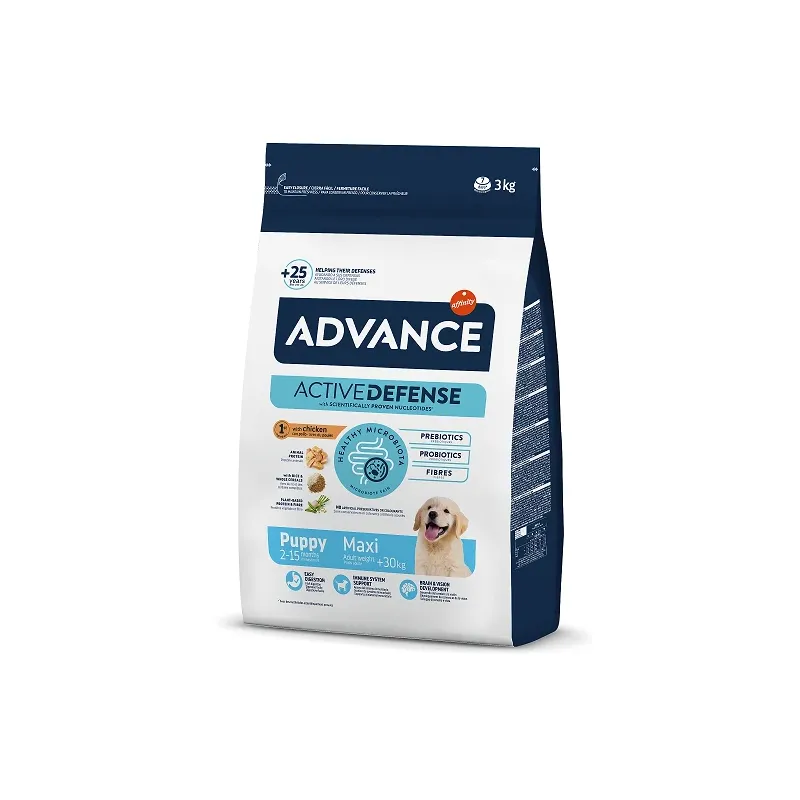 Advance dog maxi puppy 3kg - lielo šķirņu kucēniem ,vista un rīsi,