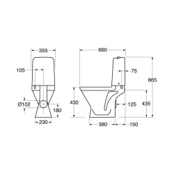 Tualete, novietojams Gustavsberg Nordic3, 360 mm x 680 mm
