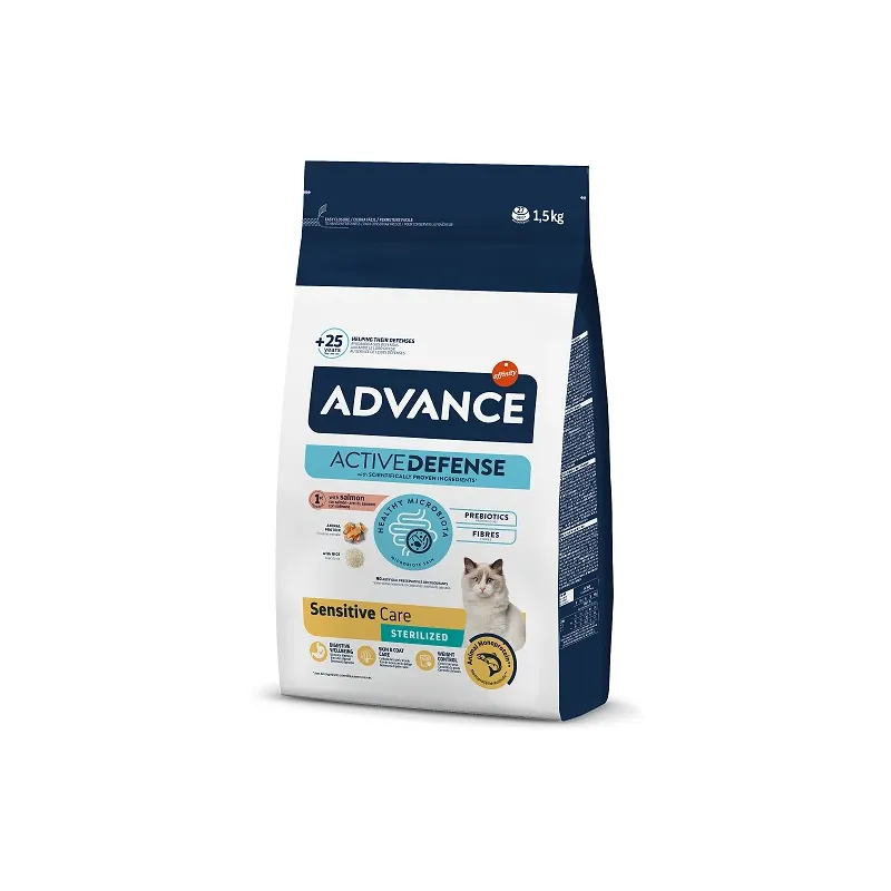 Advance cat sterilized sensitive 1,5kg - sterilizētiem kaķiem ,lasis un rīsi,