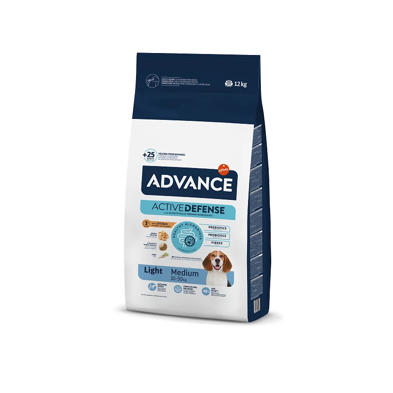 Advance dog medium light 12,0kg - vidējo šķirņu suņiem ar lieko svaru ,vista ar risiem,