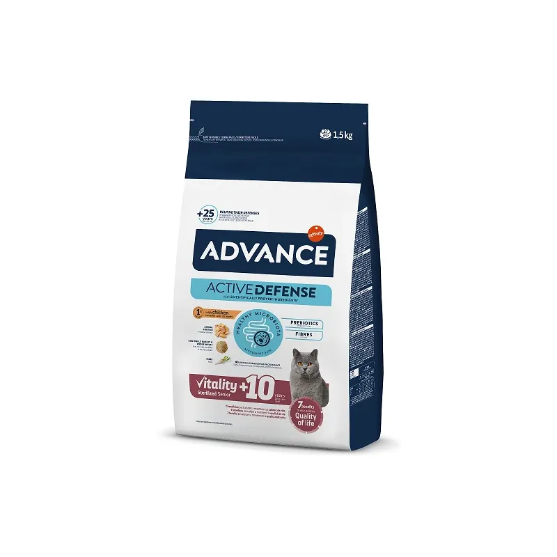 Advance cat senior 10+ sterilized 1.5kg - veciem sterilizētiem kaķiem ,vista un miežii,