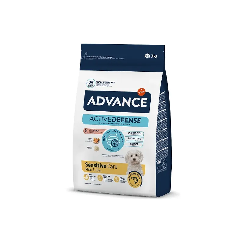 Advance dog mini adult sensitive salmon & rice 3,0kg - jutīgiem suņiem ,lasis ar rīsiem,
