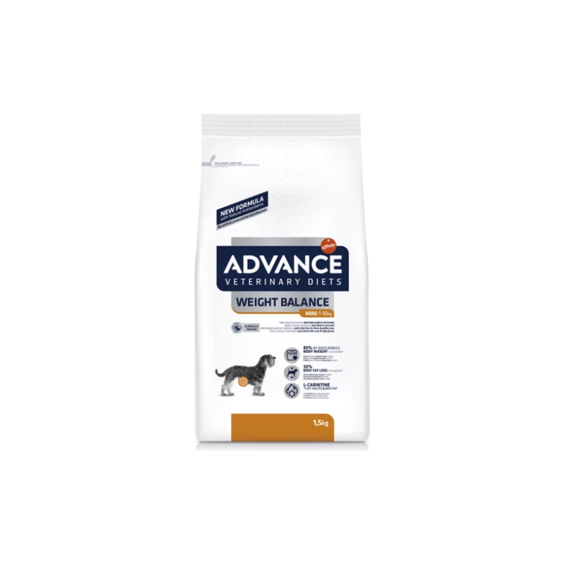 ADVANCE VETERINARY DIETS WEIGHT BALANCE MINI 1,5kg - Pilnvertīga sausā barība pieaugušiem suniem ar lieko svaru