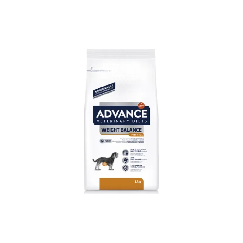 ADVANCE VETERINARY DIETS WEIGHT BALANCE MINI 1.5KG - Pilnvertīga sausā barība pieaugušiem suniem ar lieko svaru