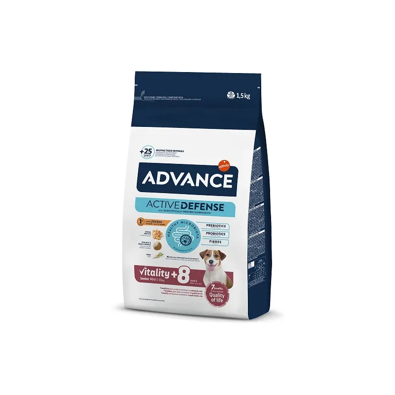 ADVANCE DOG MINI SENIOR 1.5KG - pilvērtīga barība mazo šķirņu suņiem no 7 gadu vecuma