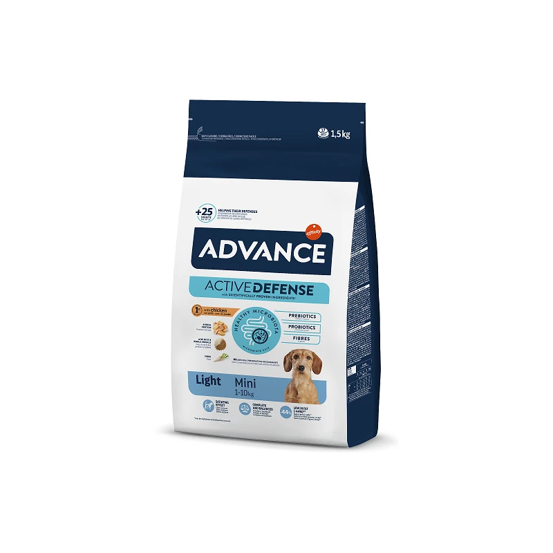 Advance dog mini light 1.5kg - mazo šķirņu suņiem ar lieko svaru ,vista un rīsi,