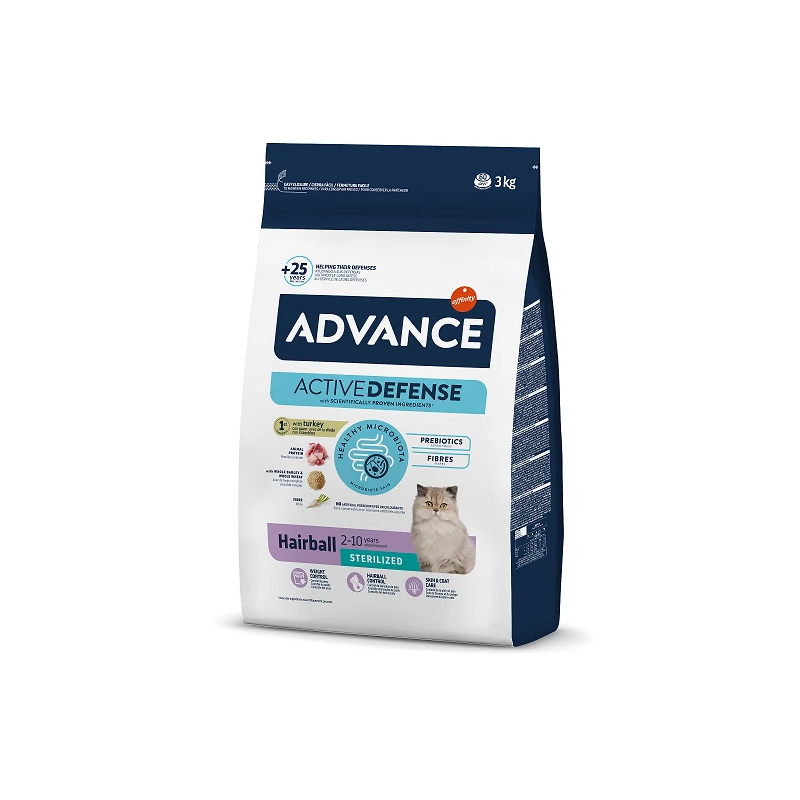 Advance cat sterilized hairball 3.0kg - pieaugušiem kaķiem ,tītars un rīsi,