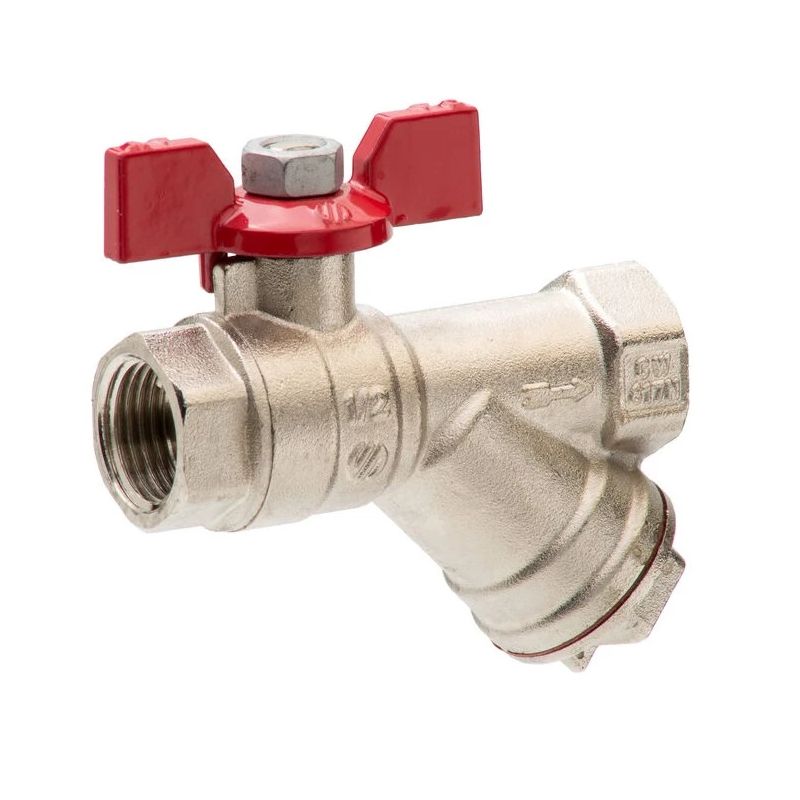 Lodveida ventīlis ARCO SENA ar filtru 1-2' FF, ar īso rokturi