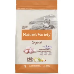 Nature's Variety Cat Original No Grain Sterilized Turkey 7kg - bezgraudu sausā barība ar tītaru pieaugušiem sterilizētiem kaķiem