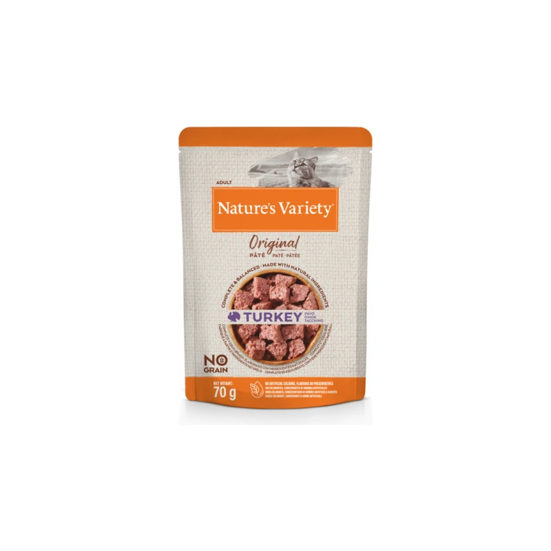 Konservi Nature's Variety Cat Original Turkey 0.070 Kg - Konservi ar tītaru pieaugušiem kaķiem ,12gb,