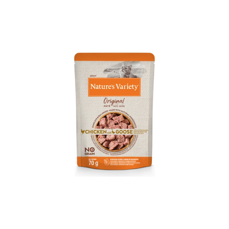 Nature's Variety Cat Original Chicken with Goose 70g - Konservi ar vistu un zoss gaļu pieaugušiem kaķiem ,12gb,