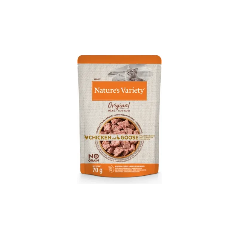 Nature's Variety Cat Original Chicken with Goose 70g - Konservi ar vistu un zoss gaļu pieaugušiem kaķiem ,12gb,