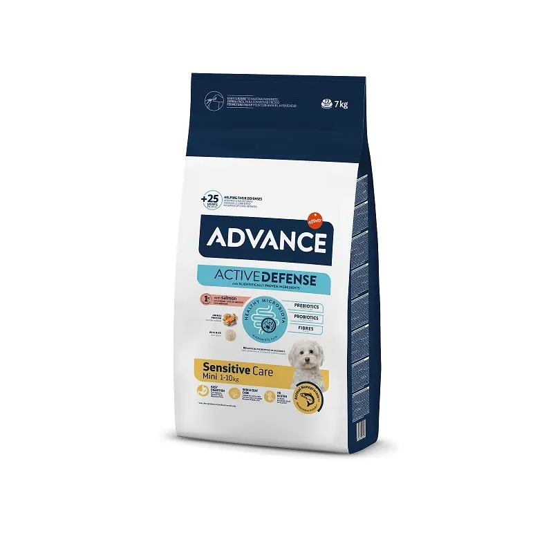 Advance dog mini adult Sensitive care 7kg - pilnvērtīga un sabalansēta sausā barība mazo šķirņu pieaugušiem suņiem ar jutīgu
