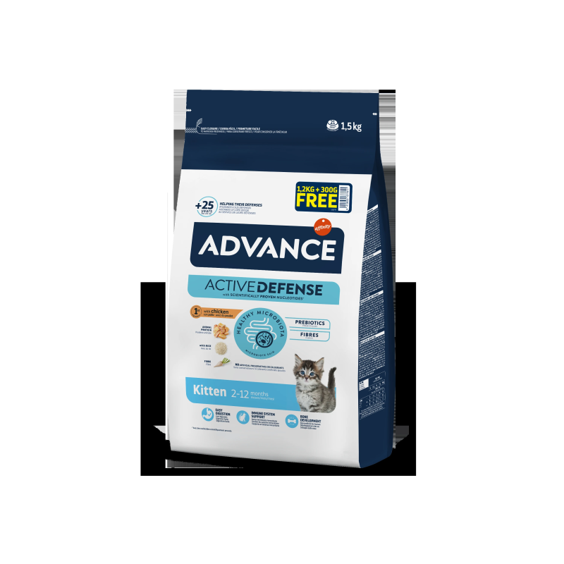 Advance cat kitten 1.2kg + 300g - кaķēniem no 2 līdz 12 menešiem ,vista un rīsi,