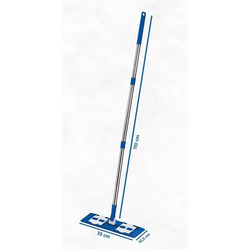 Grīdas slaucīšanas slota, 110 cm, zila-balta-hroma
