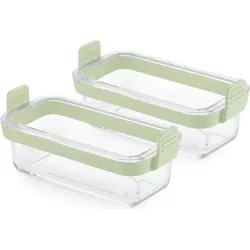 Stikla trauks, karstā gaisa katla cepšanas piederumi Lékué Dual, caurspīdīga-zaļa, 20 cm x 9.5 cm