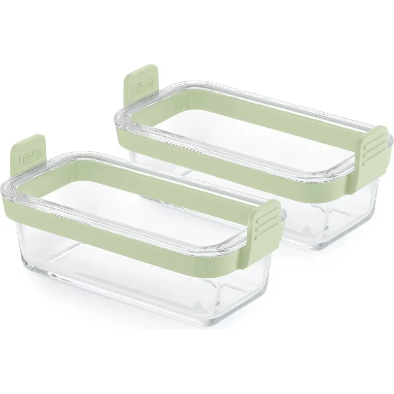 Stikla trauks, karstā gaisa katla cepšanas piederumi Lékué Dual, caurspīdīga-zaļa, 20 cm x 9.5 cm