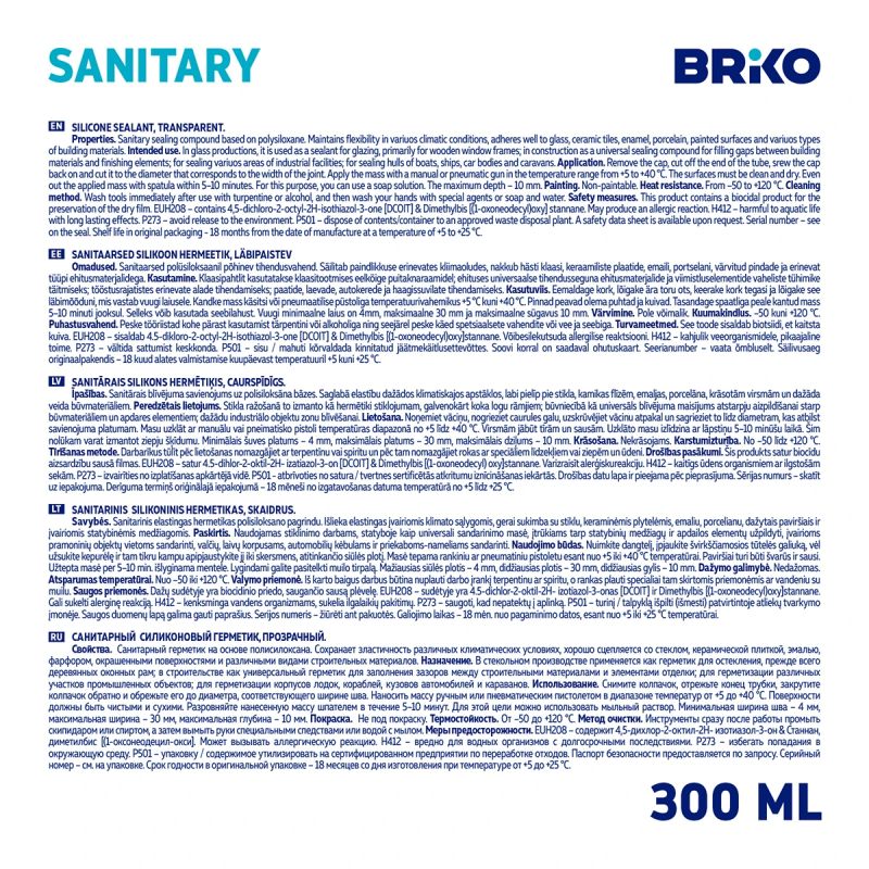 Briko sanitary sealer 300ml bezkrāsais