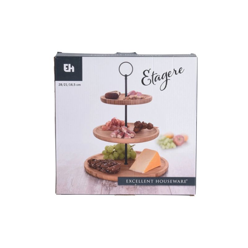 Servēšanas trauks 3 stāvu bambusa