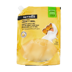 BETRES šķidro ziepju rezerve ar piena un medus aromātu 1L