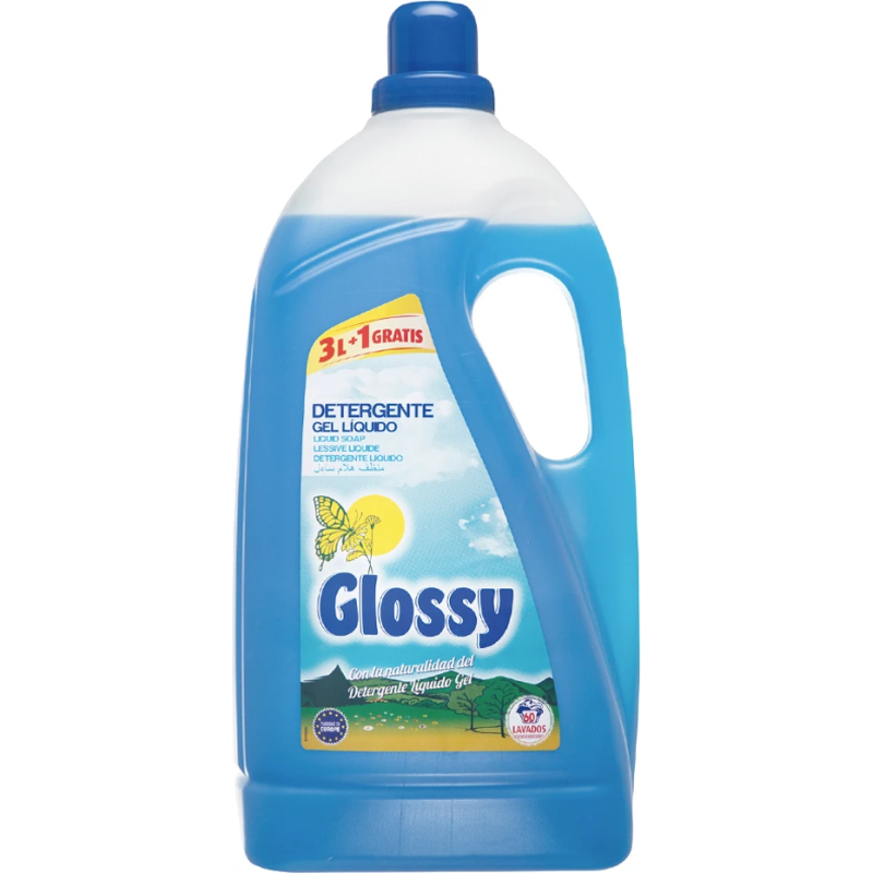 Glossy šķidrais veļas mazgāšanas līdzeklis baltai un krāsainai veļai 4L