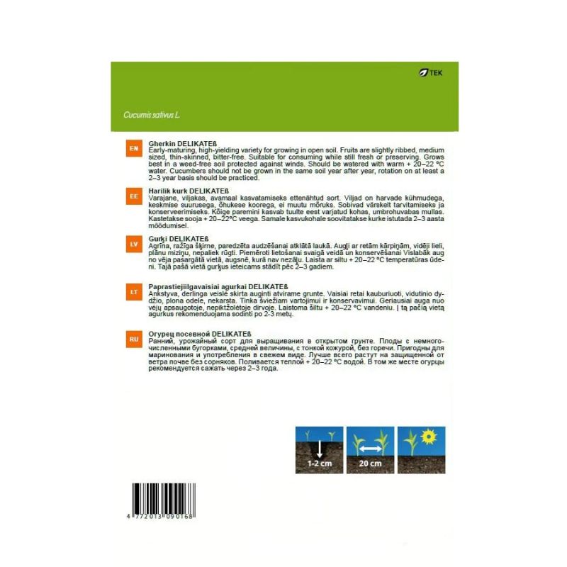 Sēklas Garden Center, gurķi Delikatess, 1 g