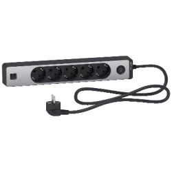 Pagarinātājs 5-viet. 1.5m ar 2usb melns