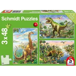 Puzle 3in1 Schmidt DINOSAUR ADVENTURE, 27.5 cm x 19 cm, 48 gab.