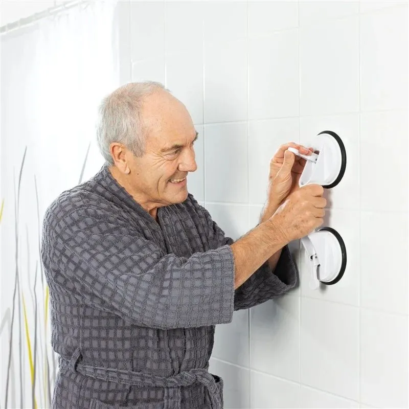 Bathroom armrest with two suction cups
