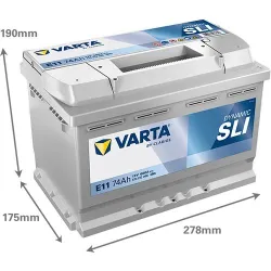 Akumuliatorius Varta SLI E11, 12 V, 74 Ah, 680 A