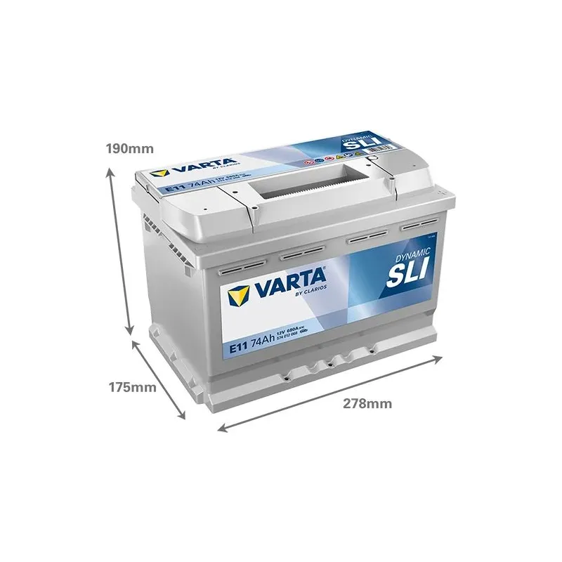 Akumulators Varta SLI E11, 12 V, 74 Ah, 680 A