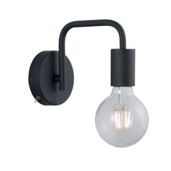 Lampa sienas diallo melna e27