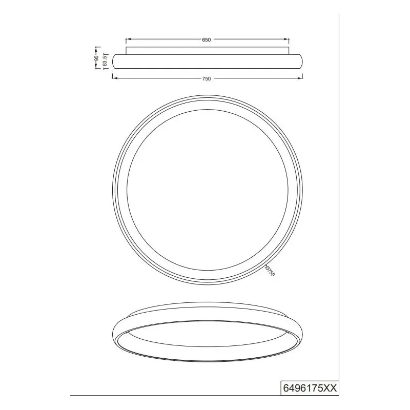 Lampa plafons Trio Cardona, LED, 2300 - 4000 °K, 1 x 59 W
