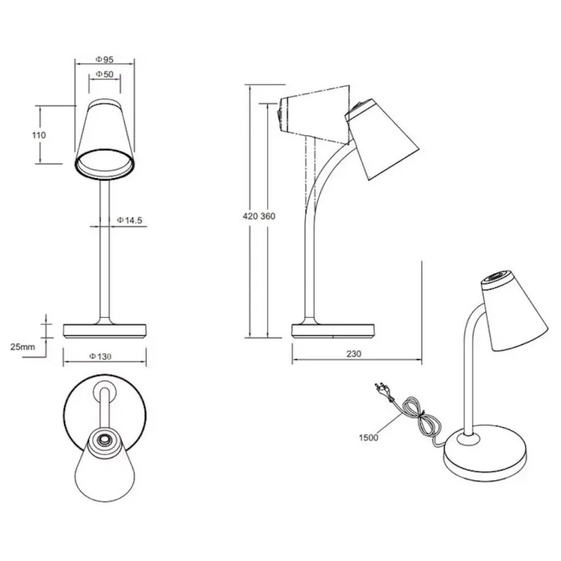 Darba galda gaismeklis Trio, IP20, 4.5W