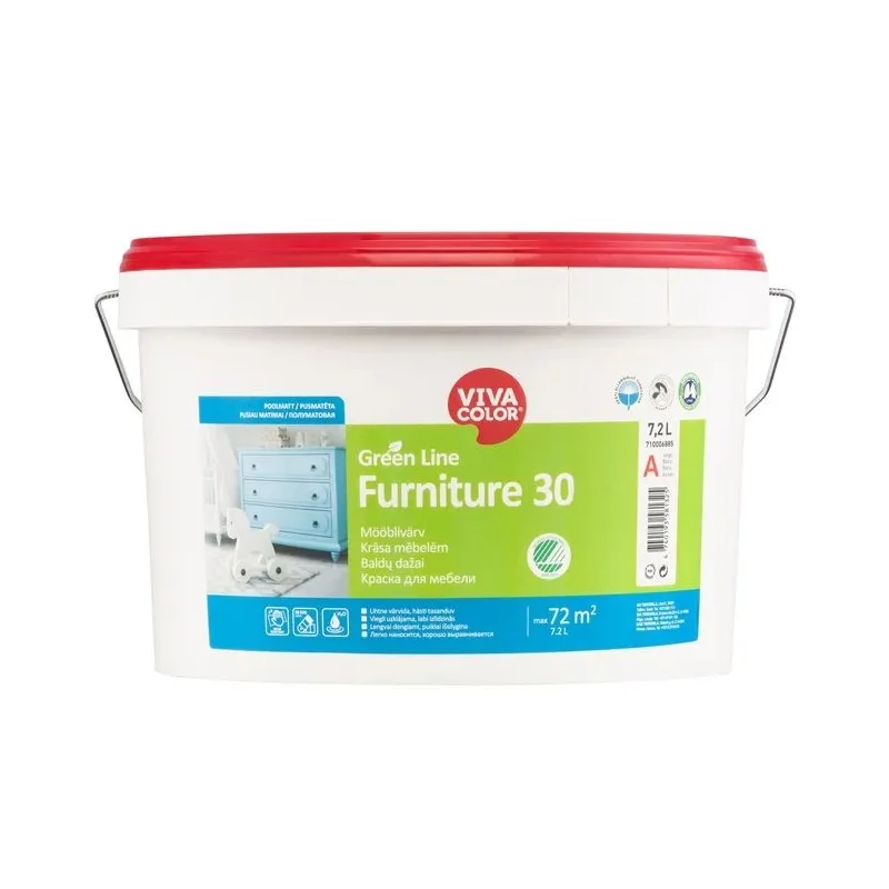 Krāsa, mēbeles Vivacolor Green Line Furniture 30A, pus-matēts, 7.2 l, furniture 30 a
